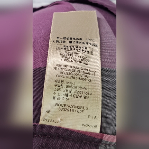 Burberry Brit Women's Button Down  Shirt House Nova Check Purple Pink Size Small - Picture 7 of 16